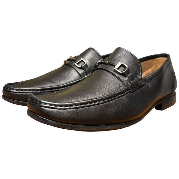PETER MILLAR Crown Men's 11M Leather Horse Bit Loafer Black Casual Shoes Brazil - Picture 1 of 14